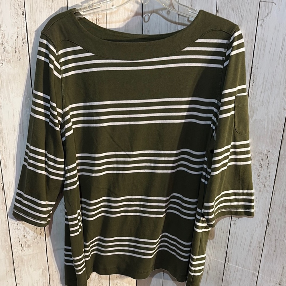 Studio Works Green and White Striped Blouse